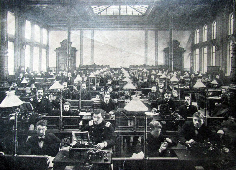 Главная телеграфная контора — аппаратный зал, 1899 г.