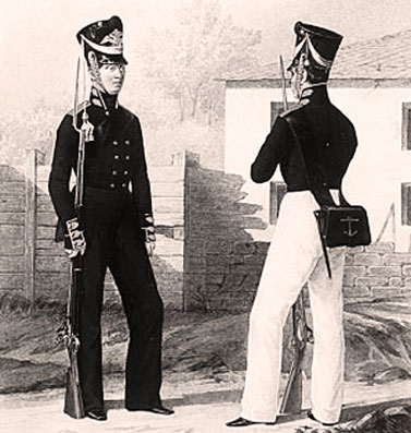 Гвардейский флотский экипаж, моряки, начало 19 века, рисунок 