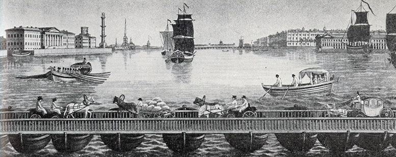 Исаакиевский наплавной мост, гравюра