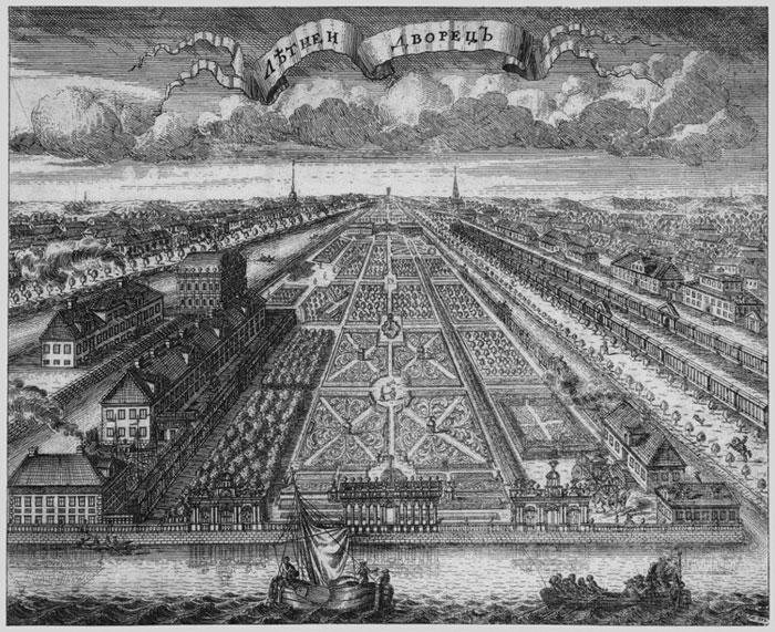 Летний сад — гравюра 1716 года