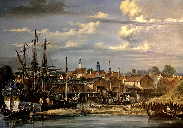 картина «Ниенский порт», художник Эд Якушин
